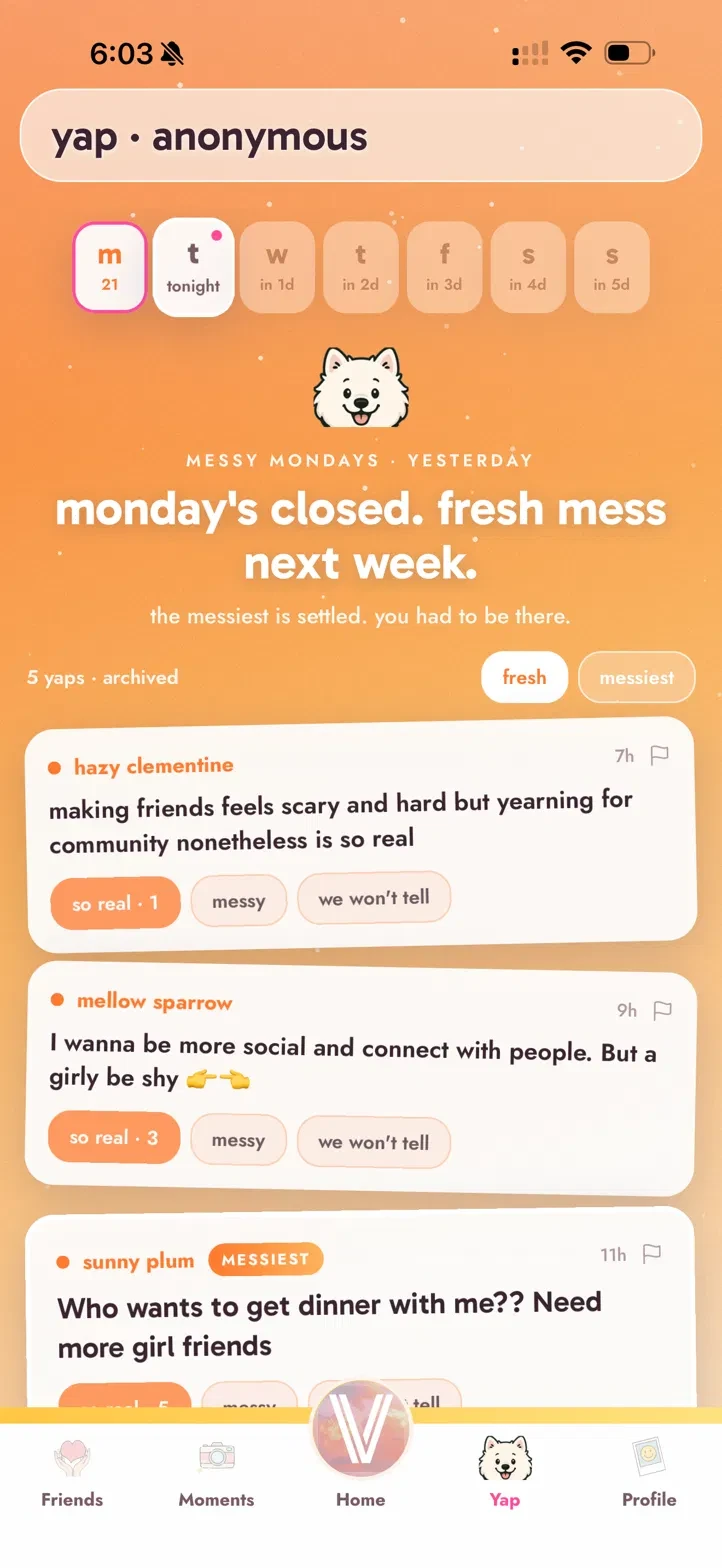Yesterday's yap, archived, with its posts and reactions.